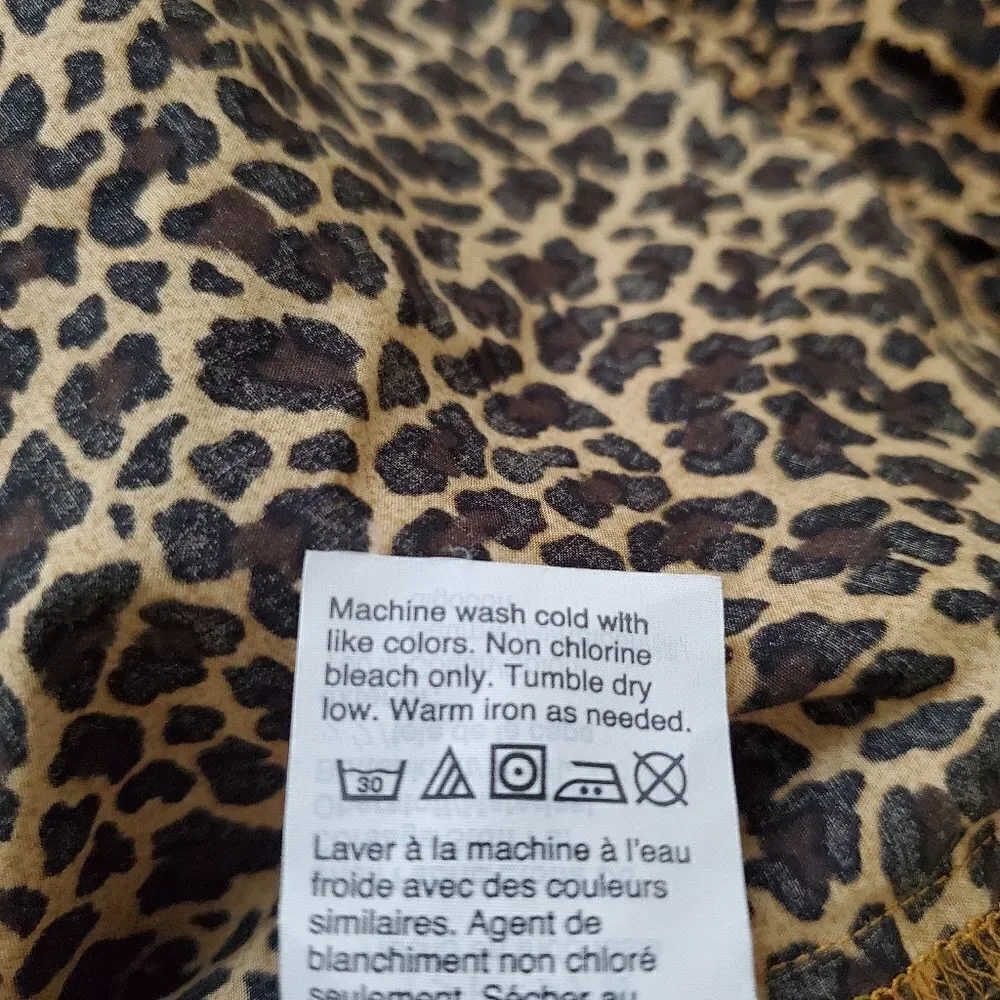 J. Crew Short Sleeve Puff Sleeve Leopard Print Top Size XS